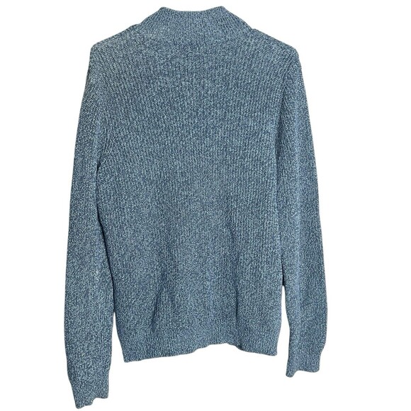 LL Bean Zip Up Sweater Womens Size L Large Blue Chunky Cable Knit Cotton‎ - Picture 10 of 11